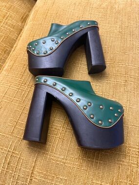 Jeffrey Campbell Green Studded Platform Clogs